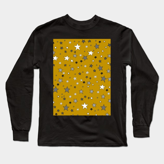 Stars In A Sea of Dijon Yellow Outlined in Black Long Sleeve T-Shirt by Neil Feigeles